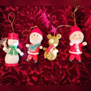 Vintage Wooden Hand Painted Christmas Ornaments